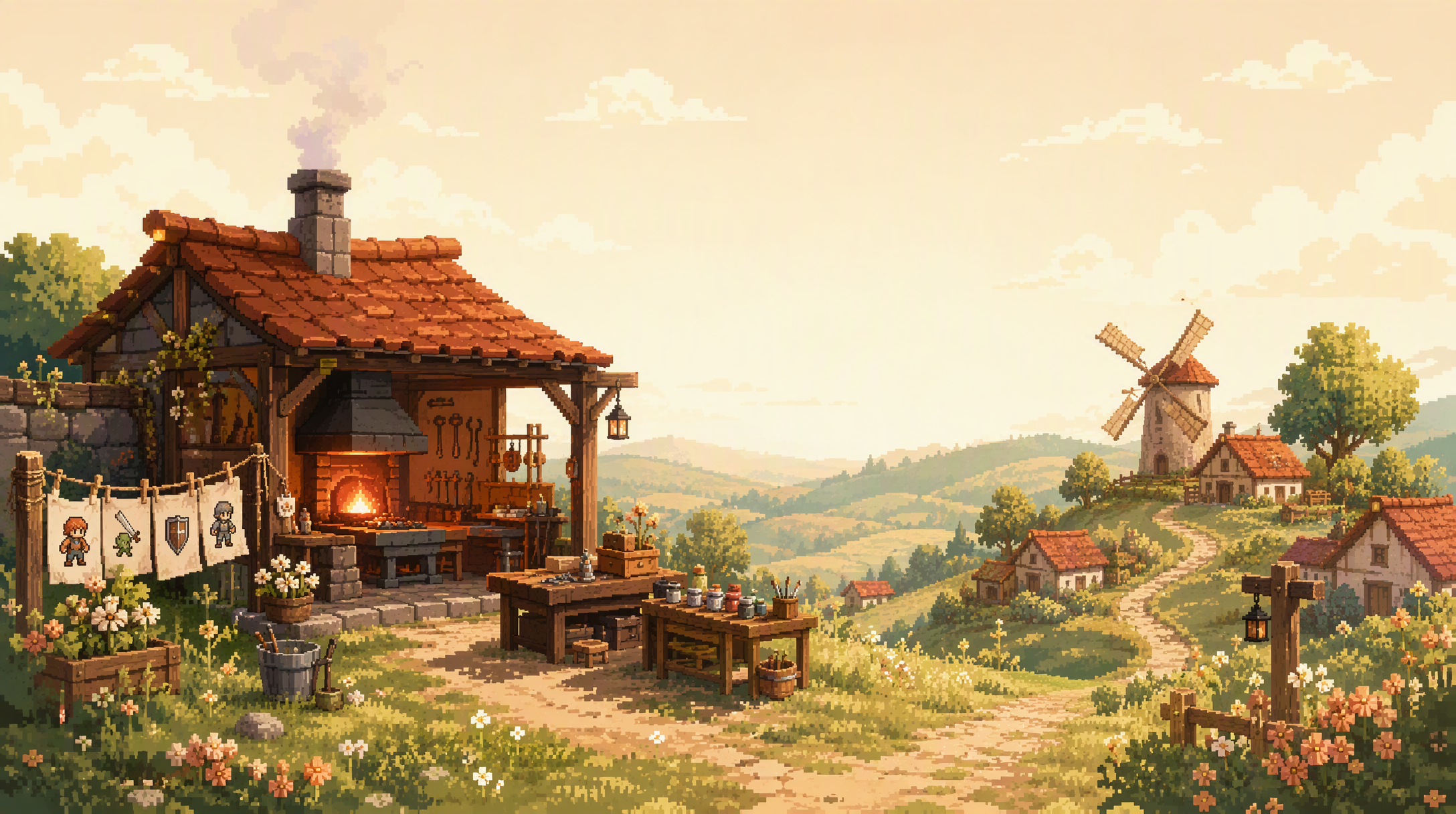 Pixel Forge 像素角色与游戏场景示例